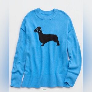 Aerie Blue Dachshund Knit Sweater – Size Medium (NWT)
